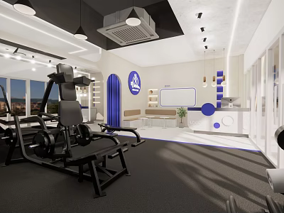 Modern Fitness Gym With Spacious Interior And Multiple Exercise Equipment 3d model