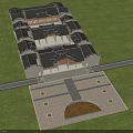 Ancient Chinese Architecture Aerial View With Black Roofs White Walls Green Grassland And Brick Square