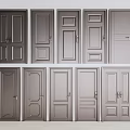 Gray Swing Doors with Various Panel Designs and Styles for Home Interior 3d model