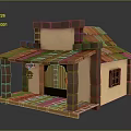 Traditional Wooden House With Front Porch Wooden Shingle Roof And Yellow Pane Window