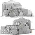 Modern Bedroom Bed Interior Design With Upholstered Headboard Pillows And Linen Blankets