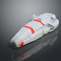 Futuristic White Sci Fi Spaceship with Red Stripes Sleek Aerodynamic