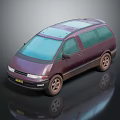 Purple Minivan Exterior With Transparent Roof Classic Body Design And Wheels