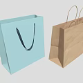 Brown Paper And Light Blue Shopping Bags With Sturdy Handles For Daily Use