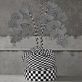 White Orchid Bonsai Potted Plants In Transparent Glass Vase With Green Leaves And Round Base
