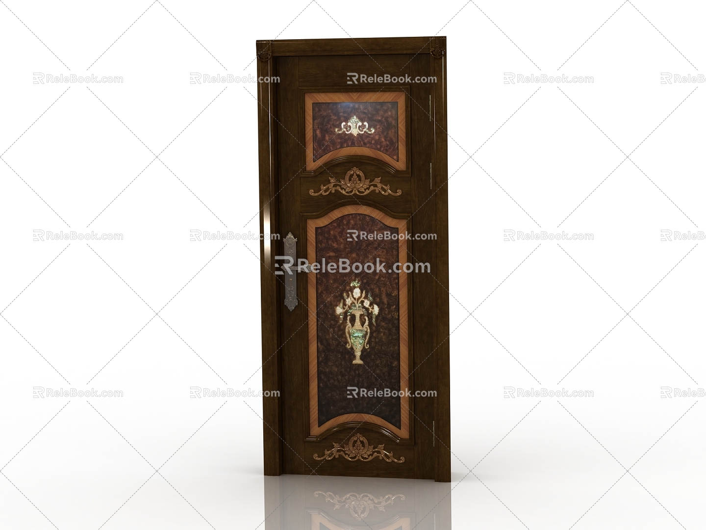 European-style interior door solid wood door 3d model