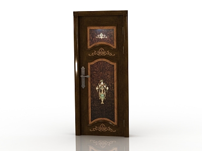 European-style interior door solid wood door 3d model