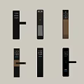 Various Smart Door Locks With Digital Keypad And Modern Handle Designs 3d model