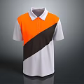 Orange And White Polo Shirt With Brown Diagonal Stripe And Collar Design