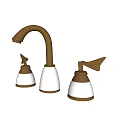 Elegant Rose Gold Bathroom Faucet with White Ceramic Handles and Modern Design