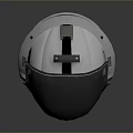 Tactical Weapon Helmet With Black Gray Design And White Symbols Metallic Texture