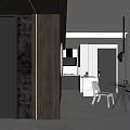 Modern Dining Room Interior With Round Pendant Light Metal Table And Clear Chair