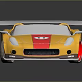 Yellow Convertible Sports Car Featuring Red Stripes Number 11 Blue Spoiler Red Wheels Brown Seats