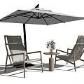 Outdoor Patio Furniture Set With Wicker Chairs Small Table And Sun Umbrella