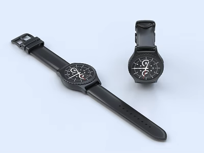 Sleek Black Analog Watch Featuring Silicone Strap And White Dial Markers Hands 3d model
