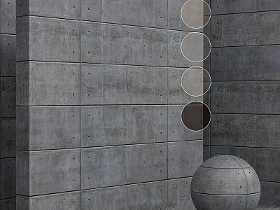 Gray Concrete Wall Components With Arranged Circular Holes And Sphere Structure 3d model