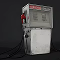 Public Gas Station Fuel Dispenser With Supreme Regular Labels Red Fuel Nozzles And Black Hoses