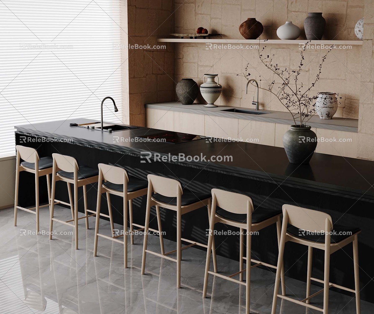 Modern Dining Table and Chair 3d model