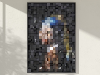 Mosaic Puzzle Decorative Pendant Three-dimensional Decorative Painting Wood Block Puzzle Decorative Painting Impressionist Character Oil Painting Decorative Painting 3d model