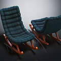 Comfortable Green Fabric Rocking Chair with Wooden Legs for Home Relaxation