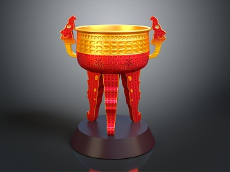 New Chinese style censer trophy feeder copper feeder 3d model