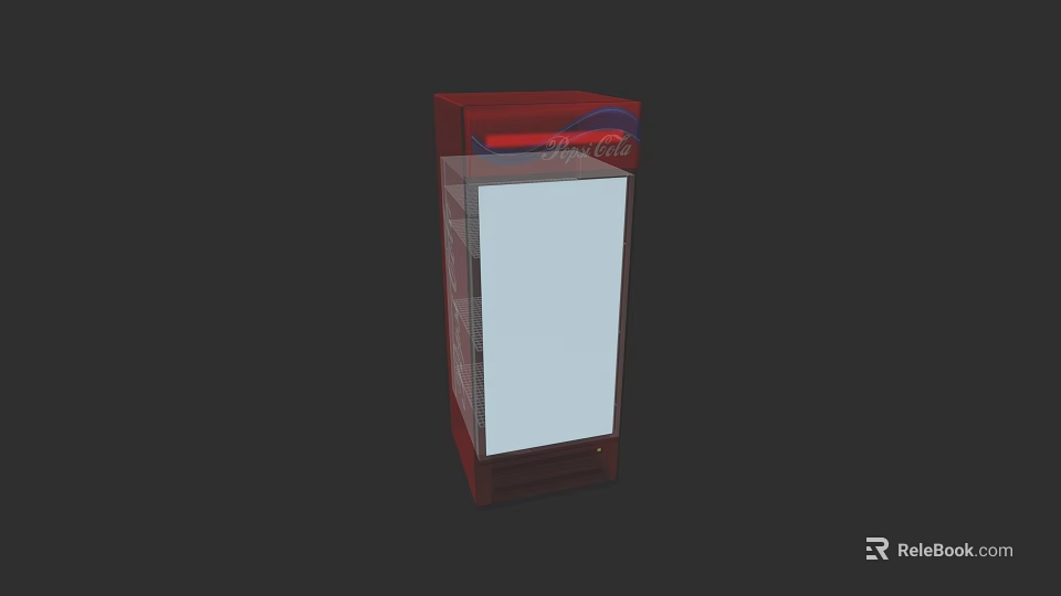 Cafe Red Vertical Display Cabinet Featuring White Menu Panel Design 3d model 