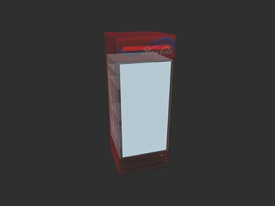 Cafe Red Vertical Display Cabinet Featuring White Menu Panel Design 3d model