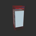 Cafe Red Vertical Display Cabinet Featuring White Menu Panel Design
