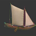 Traditional Wooden Sailing Boat With White Sail Oar And Handcrafted Natural Wood Structure