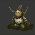 Cute Cartoon 3D Game Movie Character With Yellow Face Horns Green Tail And Standing Pose