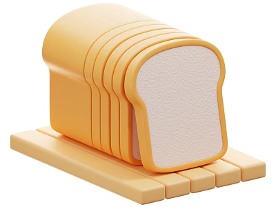 Fresh Sliced Bread Loaf Stacked On Wooden Tray For Breakfast Table 3d model