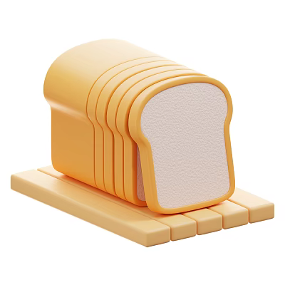 Fresh Sliced Bread Loaf Stacked On Wooden Tray For Breakfast Table 3d model