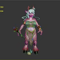Ethereal Mythical Woman With White Long Hair Antlers Green Outfit Staff And Deer Legs