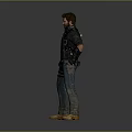 3D Male Character Wearing Gray Hoodie Backpack Tools Jeans and Yellow Boots as Bio Figure