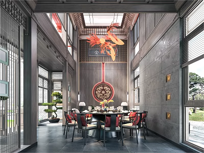 New Chinese Private Room Private Club Large Private Room 3d model
