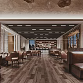 Luxurious Restaurant Interior With Large Glass Windows Ornate Ceiling Marble Walls And Comfortable Seating