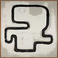 Square Rug With Abstract Black Line Pattern