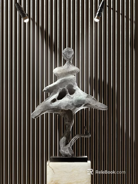 Abstract Metal Sculpture With Fluid Human Form And Hollow Details 3d model 