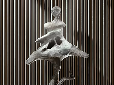 Abstract Metal Sculpture With Fluid Human Form And Hollow Details 3d model