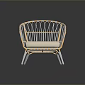 Modern Rattan Armchair With Light Wood Frame And White Cushion Design