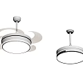 Modern Ceiling Lights With Transparent Blades And White Lampshades On Gray Ceiling
