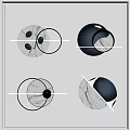 Modern Circular Wall Decor with Marble Texture Metal Frames and Linear Designs 3d model