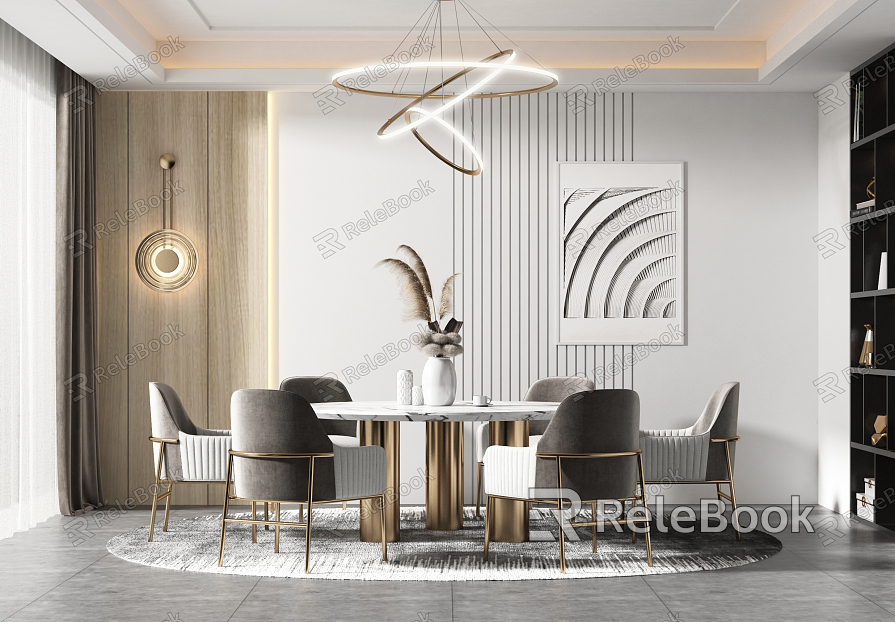 Light Luxury Restaurant Dining Table and Chair model