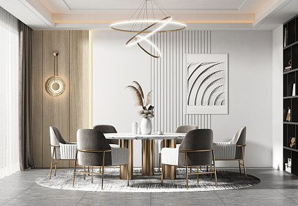 Light Luxury Restaurant Dining Table and Chair 3d model