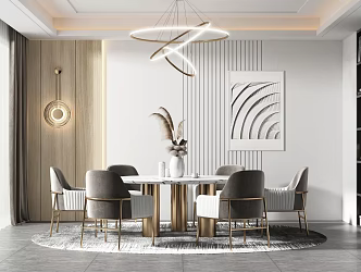 Light Luxury Restaurant Dining Table and Chair 3d model
