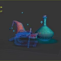Magical Wizardry Scene With Red Wizard Hat Colorful Book Pencil Blue Magic Bottle And Sparkles