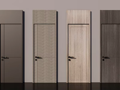 Interior Hinged Doors Featuring Diverse Wood Textures And Multiple Design Styles 3d model