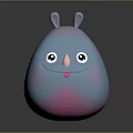 Cute Cartoon Creature With Rabbit Ears Blue Pink Gradient Big Eyes And Smiling Mouth