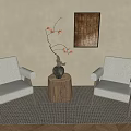 Wind Cat Scratch Cloth Cafe Single Sofa Chair Nordic Lazy Casual Solid Wood Sofa Chair Armchair 3d model