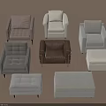 Comfortable Single Sofa With Ottoman In Various Colors And Designs 3d model